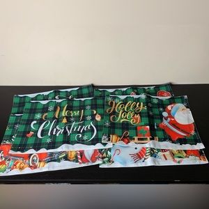 CHRISTMAS Placemats Set of 6 Plaid Green/Red 12”x18”